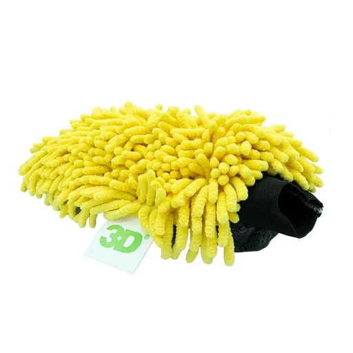 Chenille double sided Microfiber Wash Mitt Yellow gloves