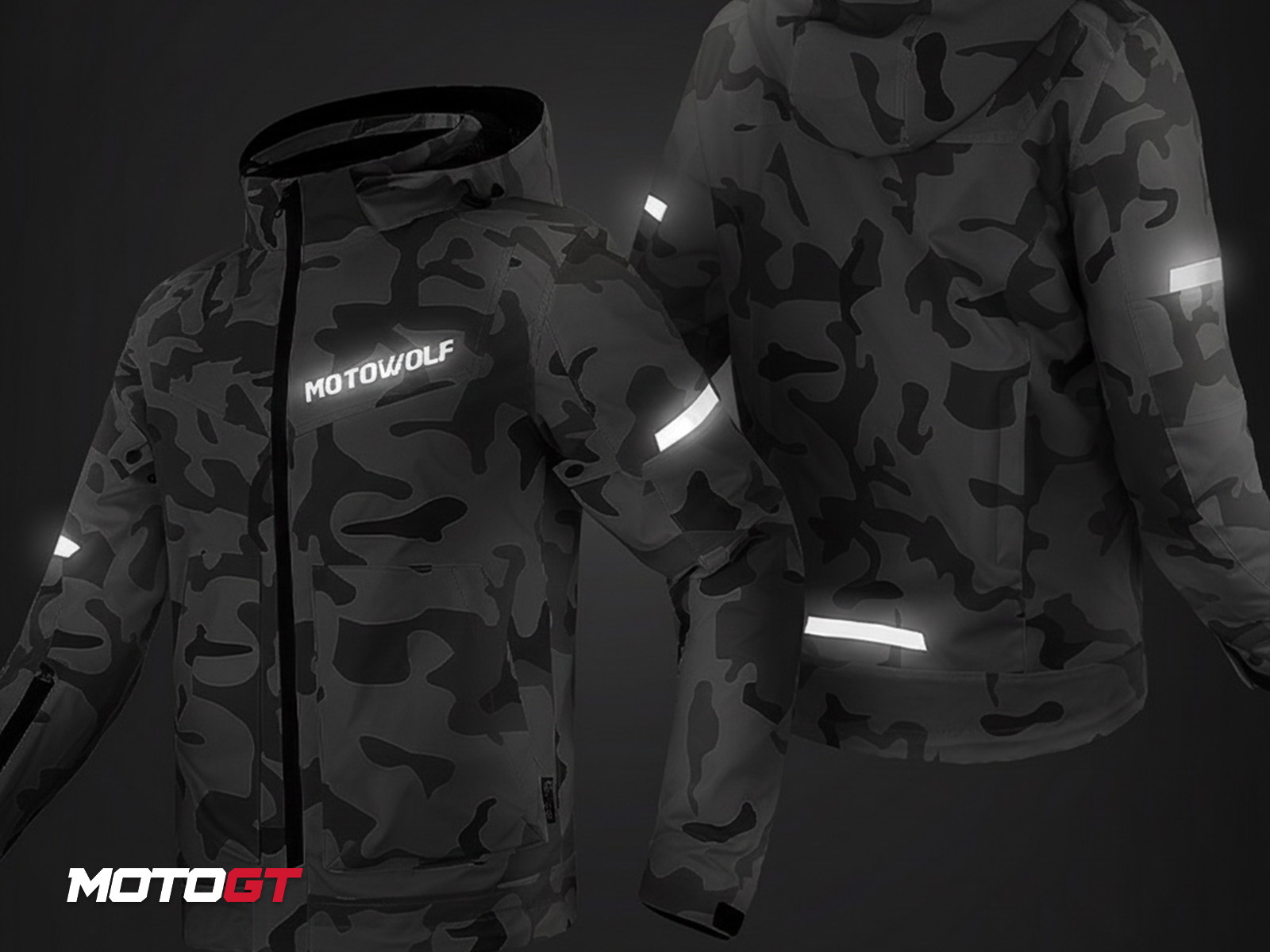 جاكيت ركوب الدراجات النارية من موتو وولف، مقاوم للرياح ومزود بشريط عاكس. — 4