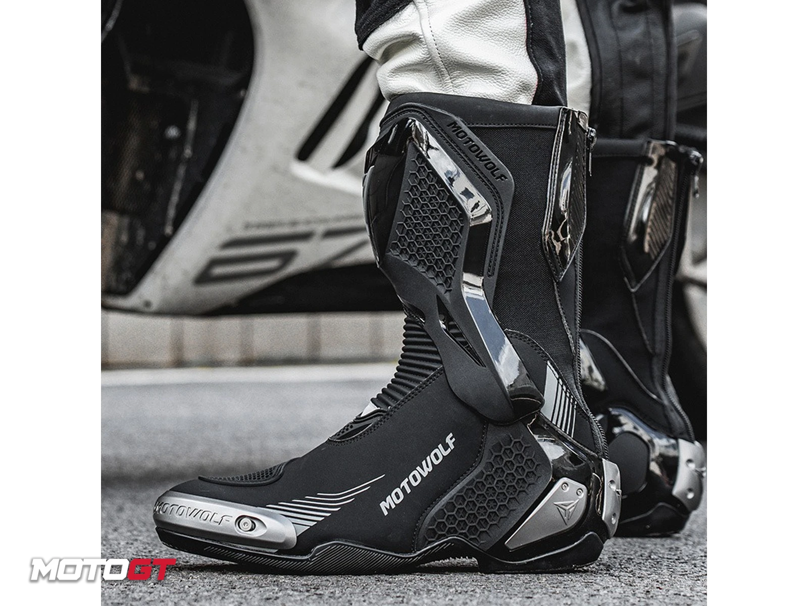 MOTOWOLF Waterproof Riding Shoes Leather Racing Boots Casual Shoe for Motorcycle